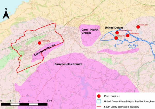 South Crofty and United Downs Mine Locations